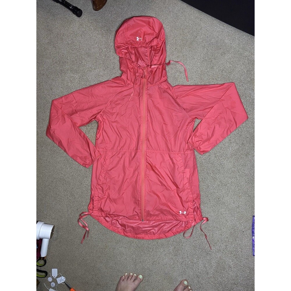 Under Armour Storm 2 Women's S Windbreaker Jacket Coral Pink Hooded Full Zip